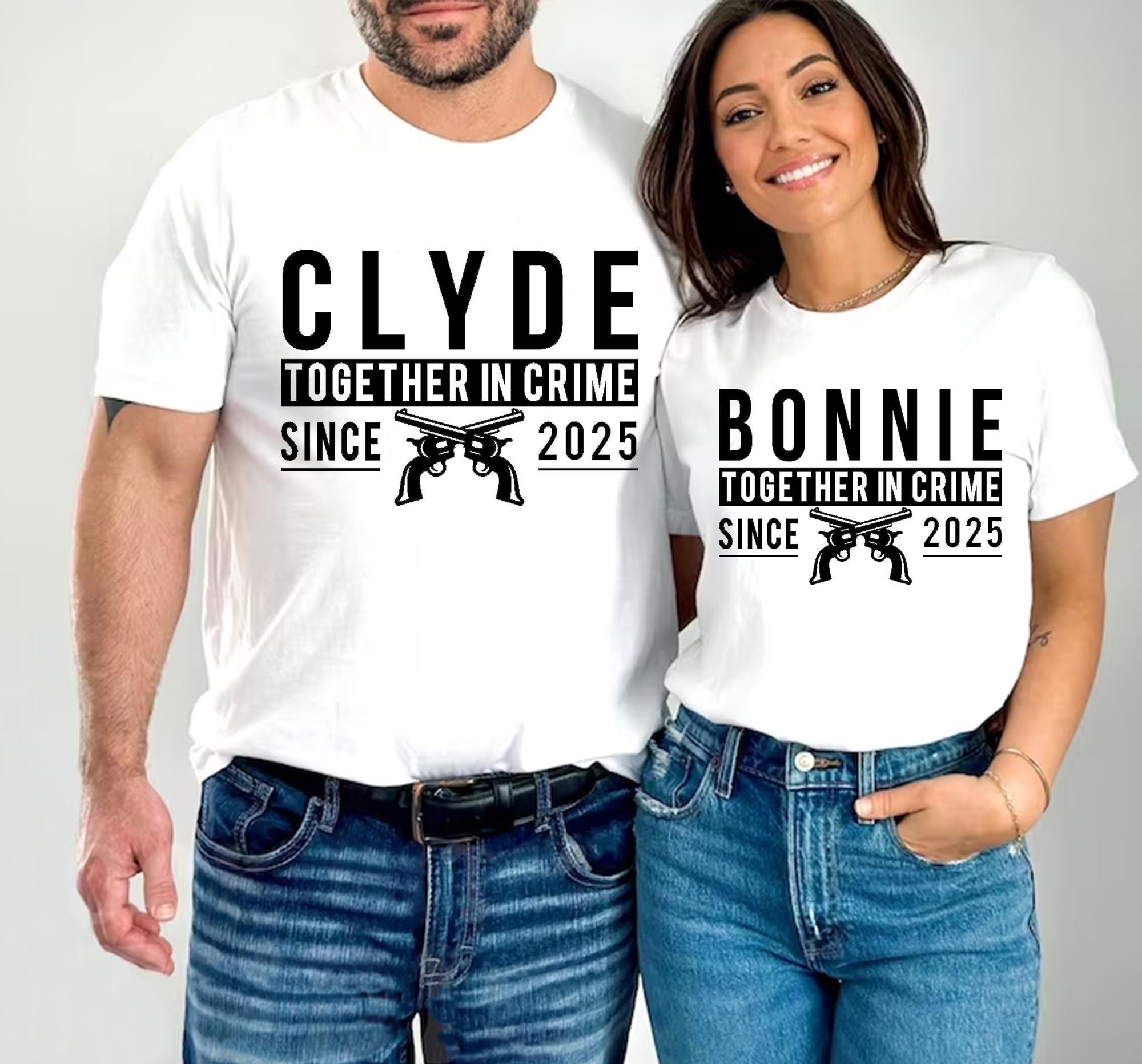 Bonnie & Clyde Matching Couple Shirts: Retro Gangster Tees