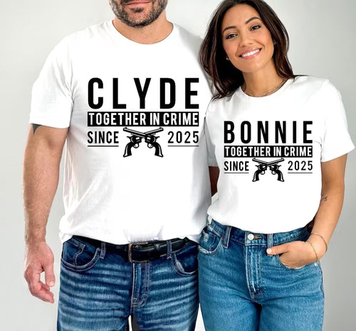 Bonnie & Clyde Matching Couple Shirts: Retro Gangster Tees