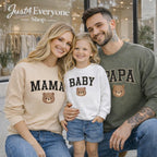 Matching Family Bear Sweatshirts, Mama Papa Baby Sweater Set, Cute Bear Family Outfits, Mommy Daddy Baby Matching Shirts, Family Outfits