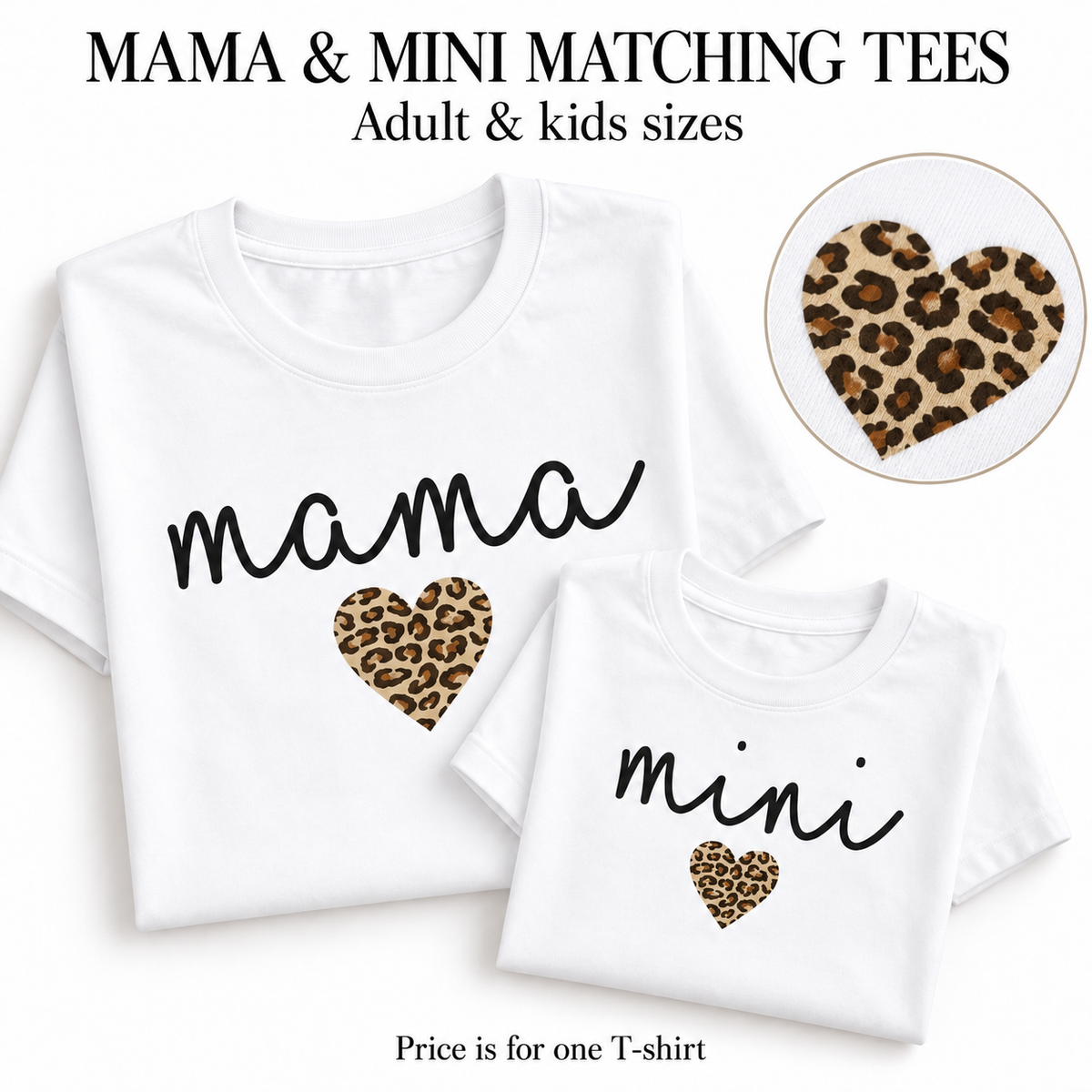 Mama and Mini Matching Sweatshirts with Leopard Heart Print