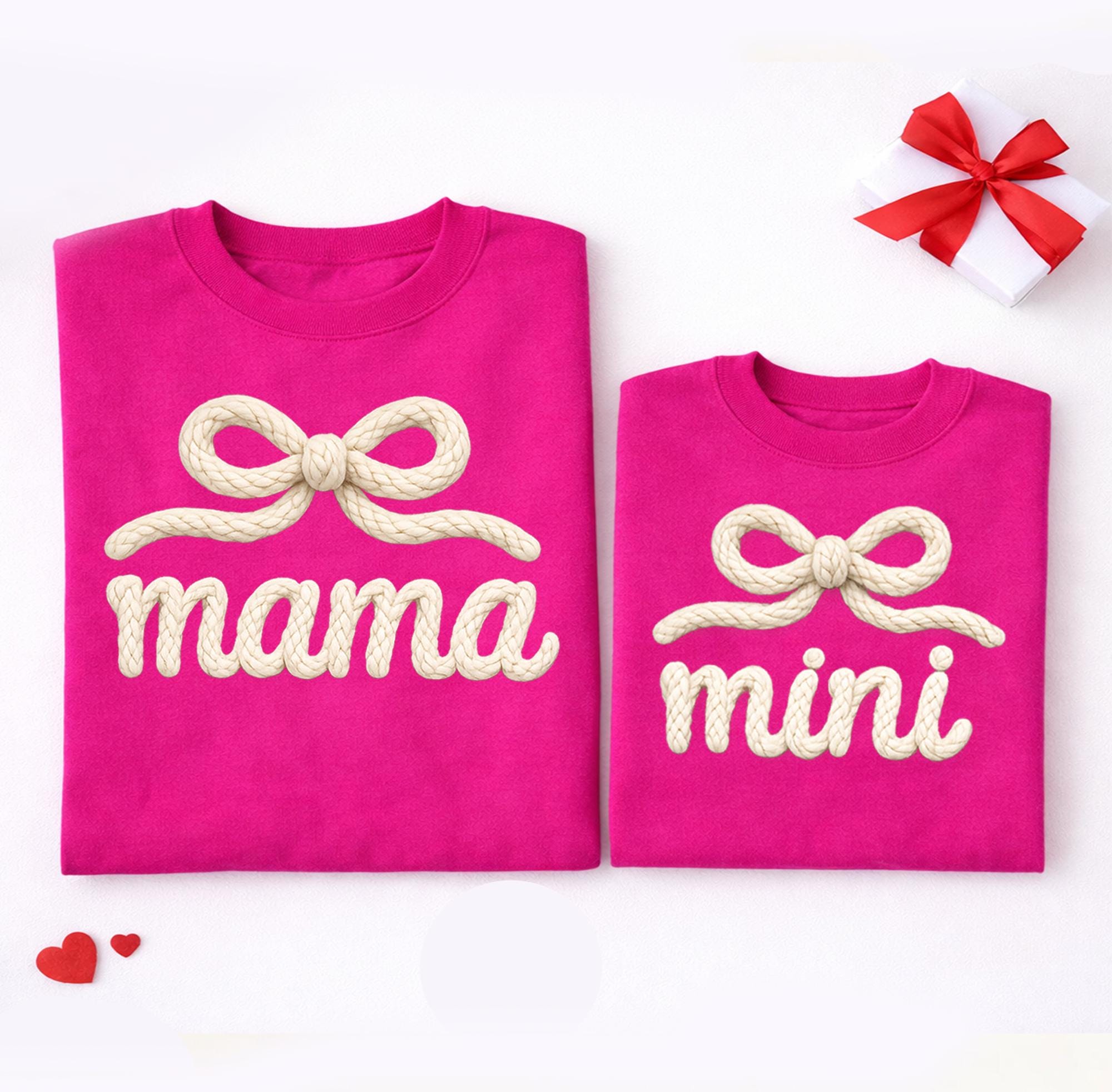 Mama and Mini Matching Sweatshirts, Mommy and Me Outfit, Knit Puff Letter Design, Mother Daughter Matching Set, Gift for Mom