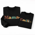 Mama and Child Matching Sweatshirts, Personalized Name Mom and Kid Set, Custom Mama Mini Outfit Gift