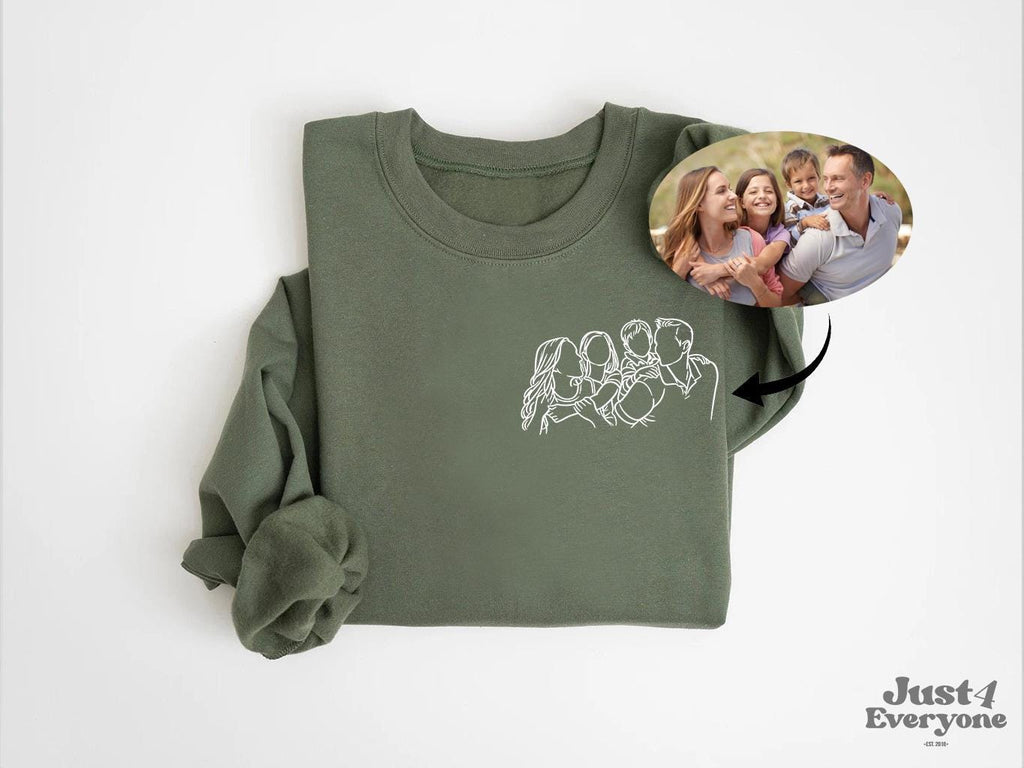 Couple Hoodie: Custom Portrait Outline, Personalized Sweatshirt, Custom T-shirt, Custom Outline Drawing Comfy Hoody, Memorial Gifts for Him