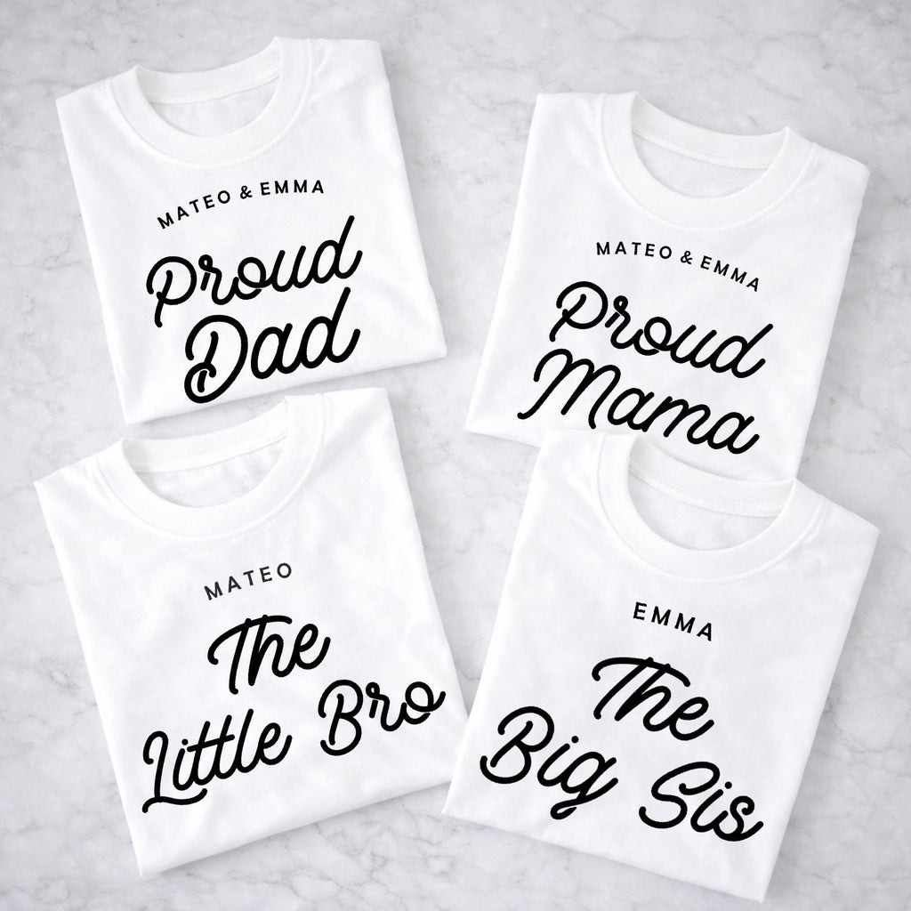 Proud Family Matching Shirts, Dad Mama Big Little Bro Sis Set, Personalized Family Shirts, Matching Sibling Outfits
