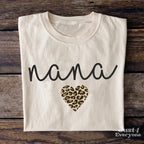 Nana Sweatshirt with Leopard Heart, Cute Nana Grandma Shirt, Cozy Animal Print Design, Gift for Nana, Cute Nana Shirt for Grandma