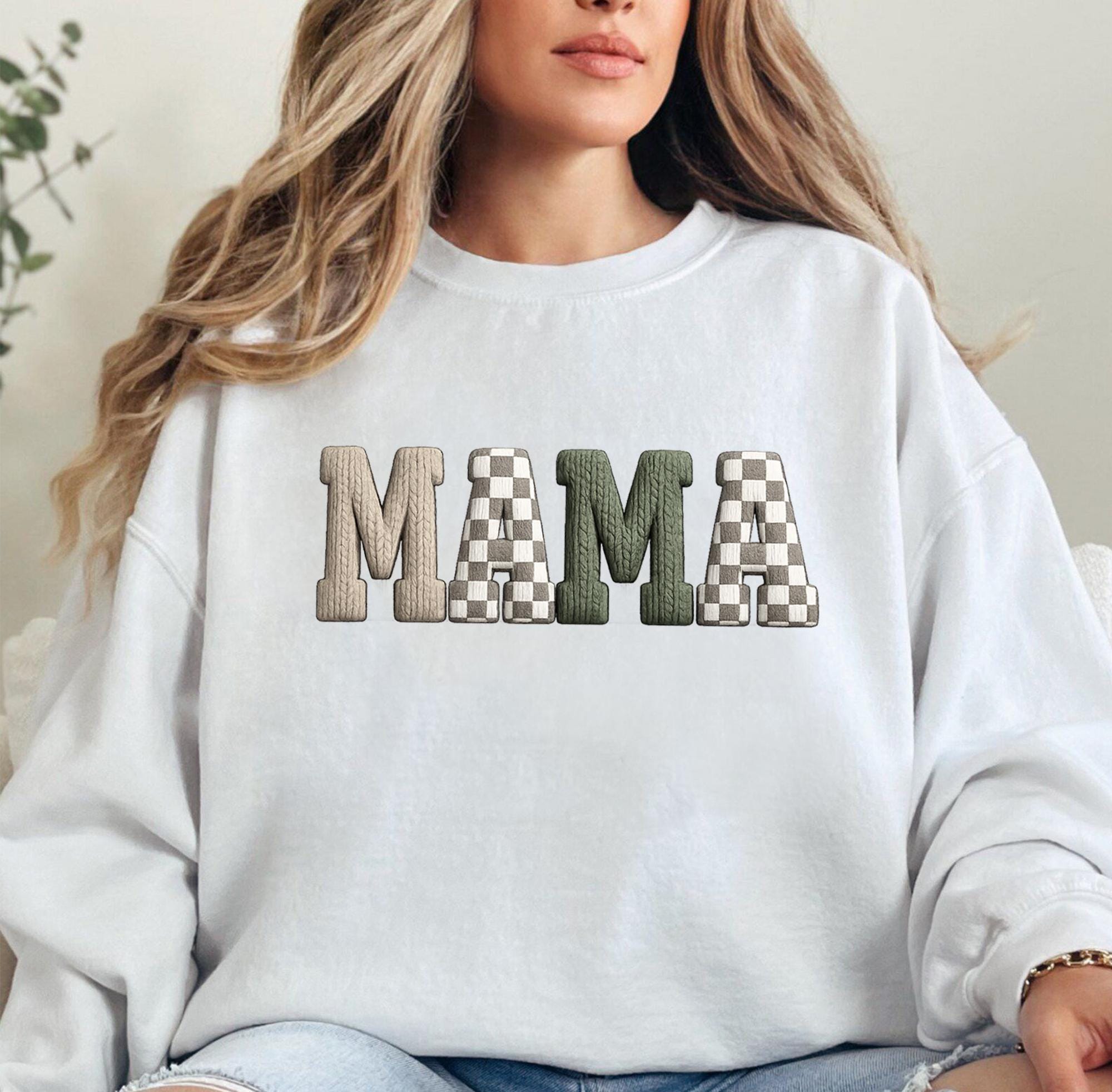 Mama and Mini Matching Sweatshirts, Mommy and Me Outfit, Knit Letter Design, Mother Daughter Set, Family Matching Gift