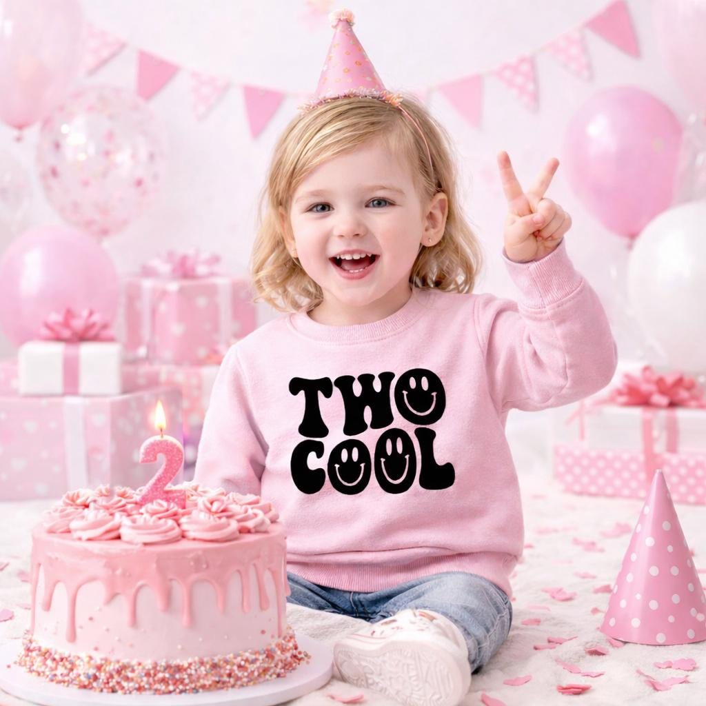 Two Cool 2nd Birthday Sweatshirt – Toddler Birthday Crewneck