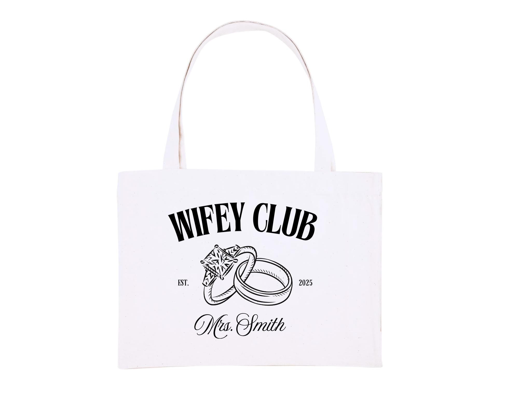 Wifey Club Custom Tote Bag, Wifey Gift, Mrs Tote Bag, Just Married Gift, Honeymoon Tote Bag, Newlywed Gift, New Wife Gift, Wedding Gift
