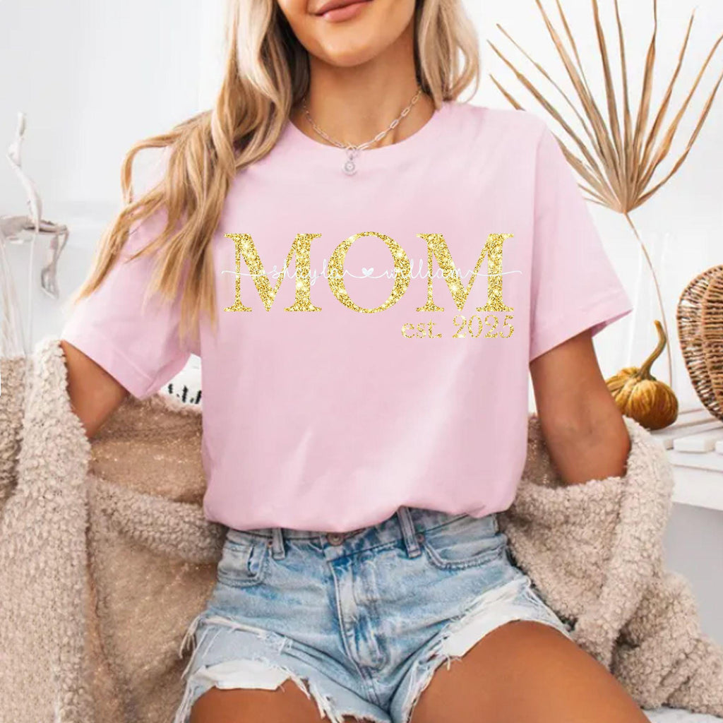 Mama Est Hoodie, Mom Glitter Established, Custom Year, Personalized Mama Sweater, New Mom To Be Gift, Mama Sweatshirt With Kids Names