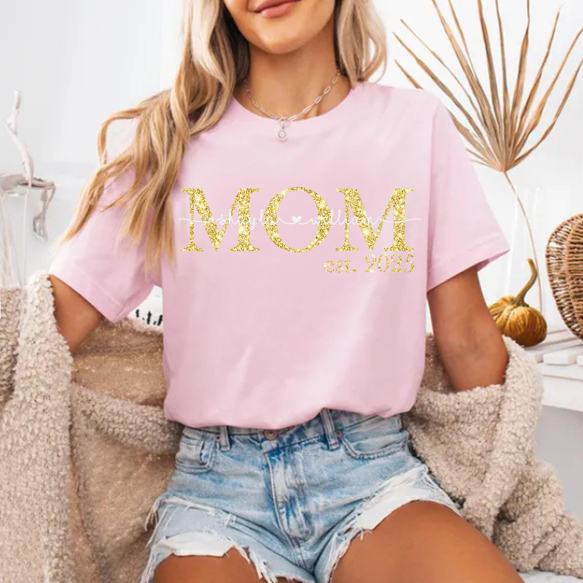 Mama Est Hoodie, Mom Glitter Established, Custom Year, Personalized Mama Sweater, New Mom To Be Gift, Mama Sweatshirt With Kids Names