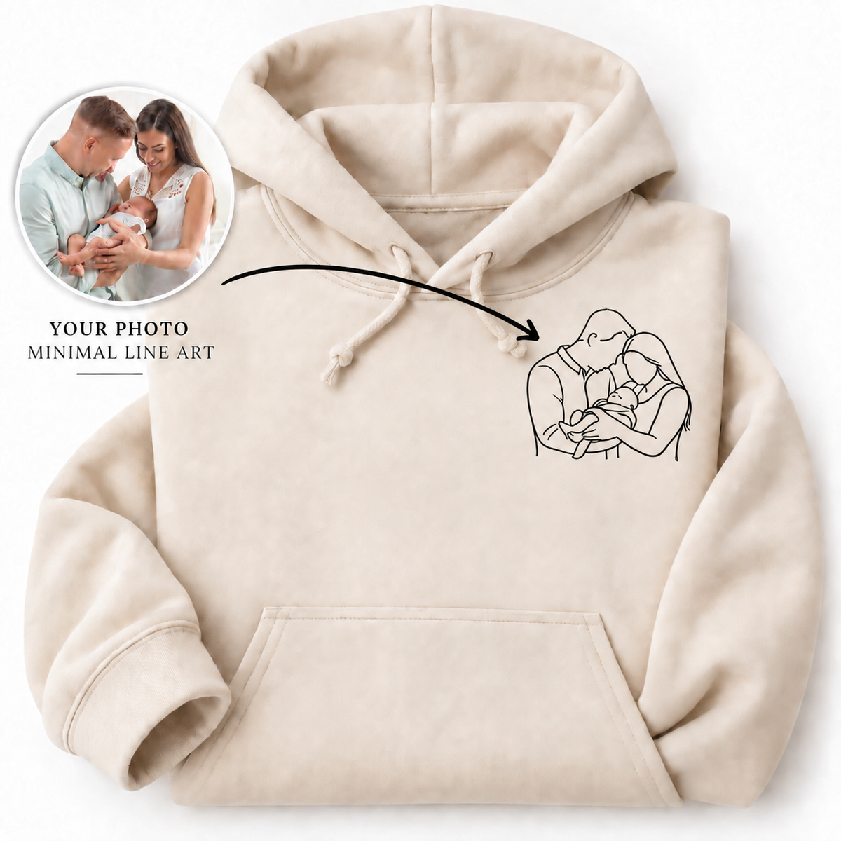Custom Photo Embroidery Shirt – Personalised Line Art Portrait