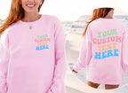 Your Custom Text Here On Back Sweatshirt/Hoodie, hoodies for women aesthetic , Custom Text Aesthetic Hoodie, Hoodie With Words On Back