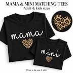Mama and Mini Matching Shirts with Leopard Heart Print