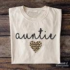 Auntie Leopard Heart Sweatshirt, Unique Aunt Gift Idea, Leopard Print Design Tee for Aunt, Cozy and Trendy, Birthday or Holiday Present
