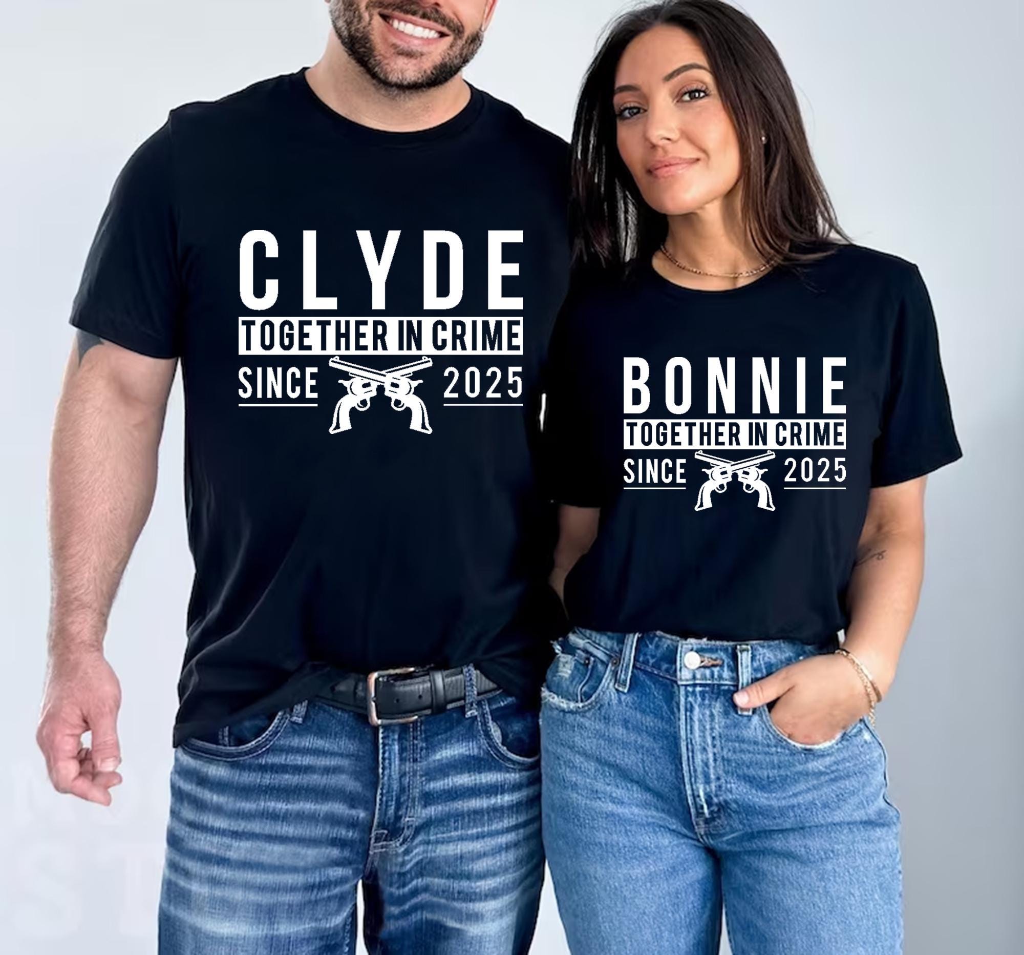 Bonnie & Clyde Matching Couple Shirts: Retro Gangster Tees