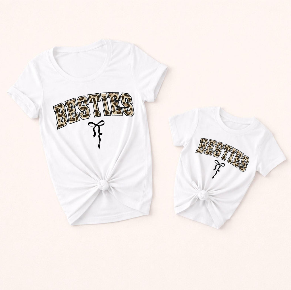 Besties Mama and Mini Matching Shirts, Leopard Mama Mini Outfit, Mommy and Me Shirts, Matching Mom Daughter Set