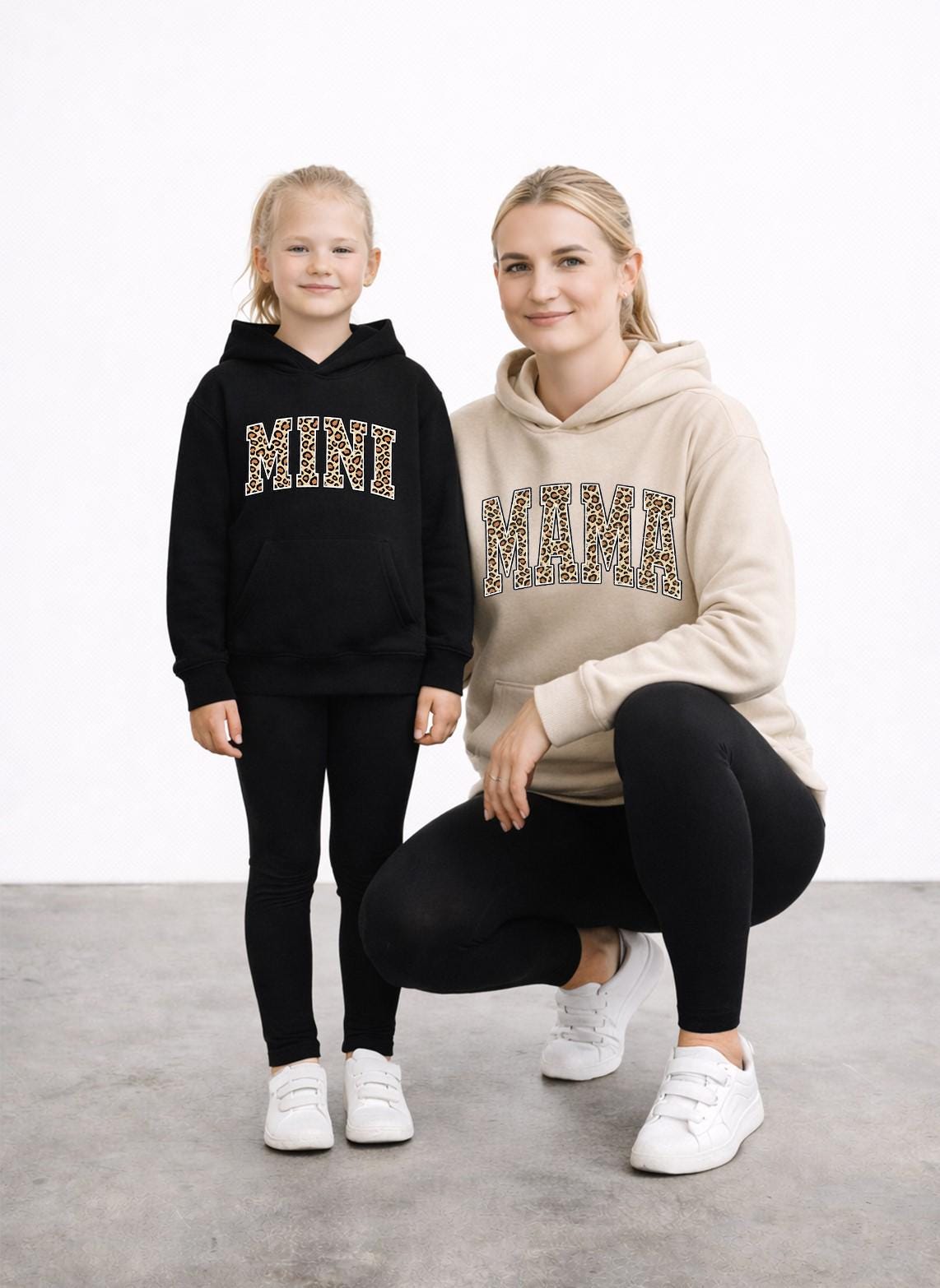Mama and Mini Matching Hoodies, Leopard Mama Mini Sweatshirts, Mommy and Me Hoodie Set, Matching Mom Daughter Outfit