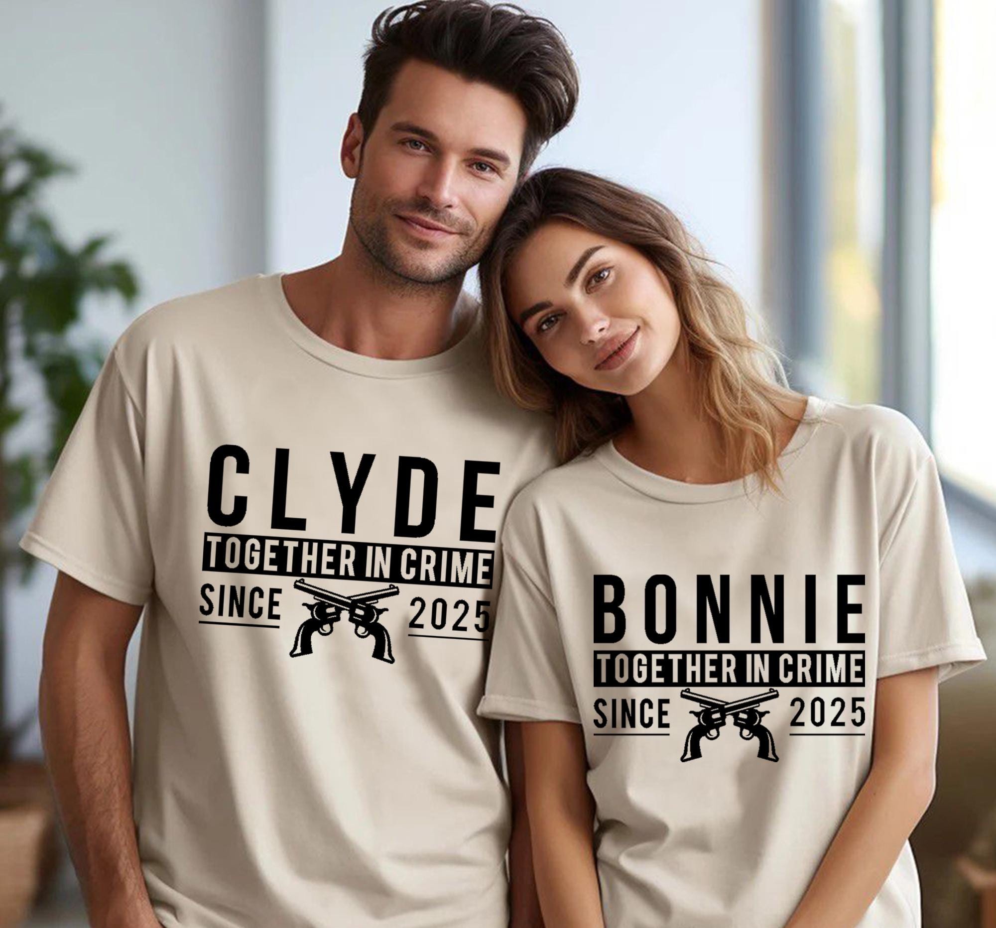 Bonnie & Clyde Matching Couple Shirts: Retro Gangster Tees
