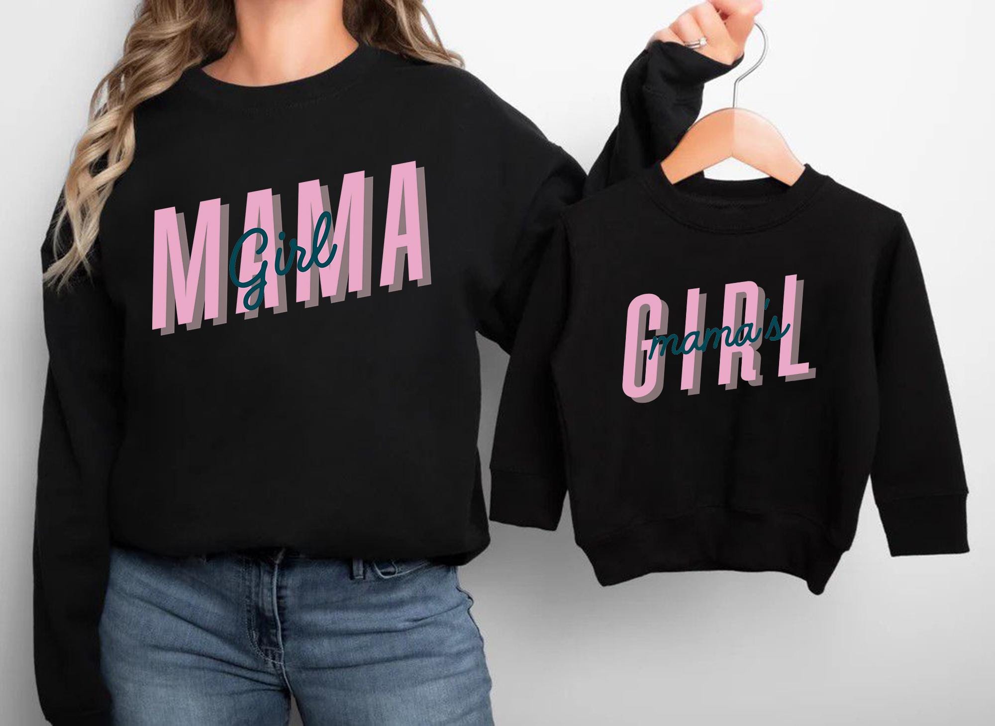 Mama and Mini Matching Sweatshirts, Mommy and Me Outfits, Mother Daughter Shirts – Girl Mama Gift, Family Matching Look