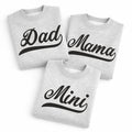 Mama Dad Mini Matching Shirts, Family Matching Sweatshirts, Mom Dad Child Outfit, Minimal Script Family Shirts, Family Gift