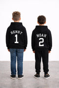 Custom Kids Hoodie with Name and Number, Personalized Children Hoodie, Boys Name Hoodie, Sports Style Kids Sweatshirt, Custom Youth Hoodie