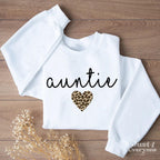 Auntie Leopard Heart Sweatshirt, Unique Aunt Gift Idea, Leopard Print Design Tee for Aunt, Cozy and Trendy, Birthday or Holiday Present