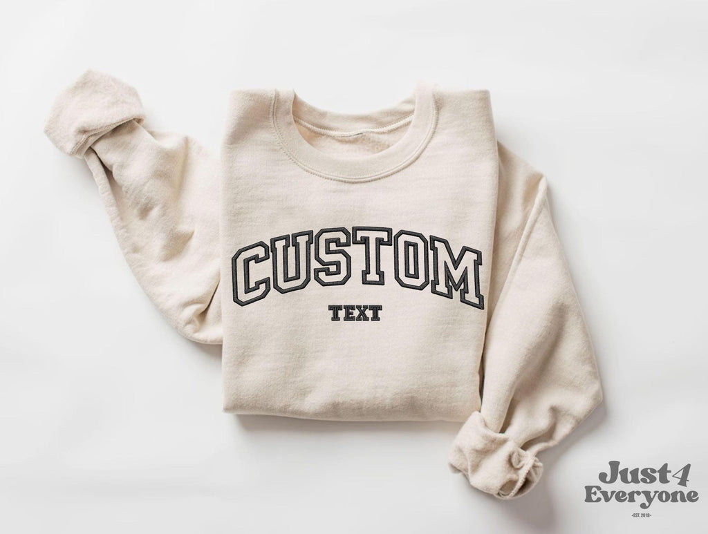 Custom Embroidered Sweatshirt, Personalized College Style Crewneck, Unisex Custom Text Pullover, Minimal Embroidery Gift