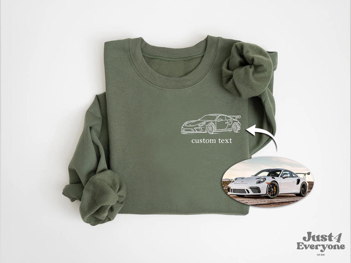 Custom Car Line Art Shirt from Photo, Personalized Classic Car Drawing T Shirt or Sweatshirt, Minimal Automotive Gift for Him