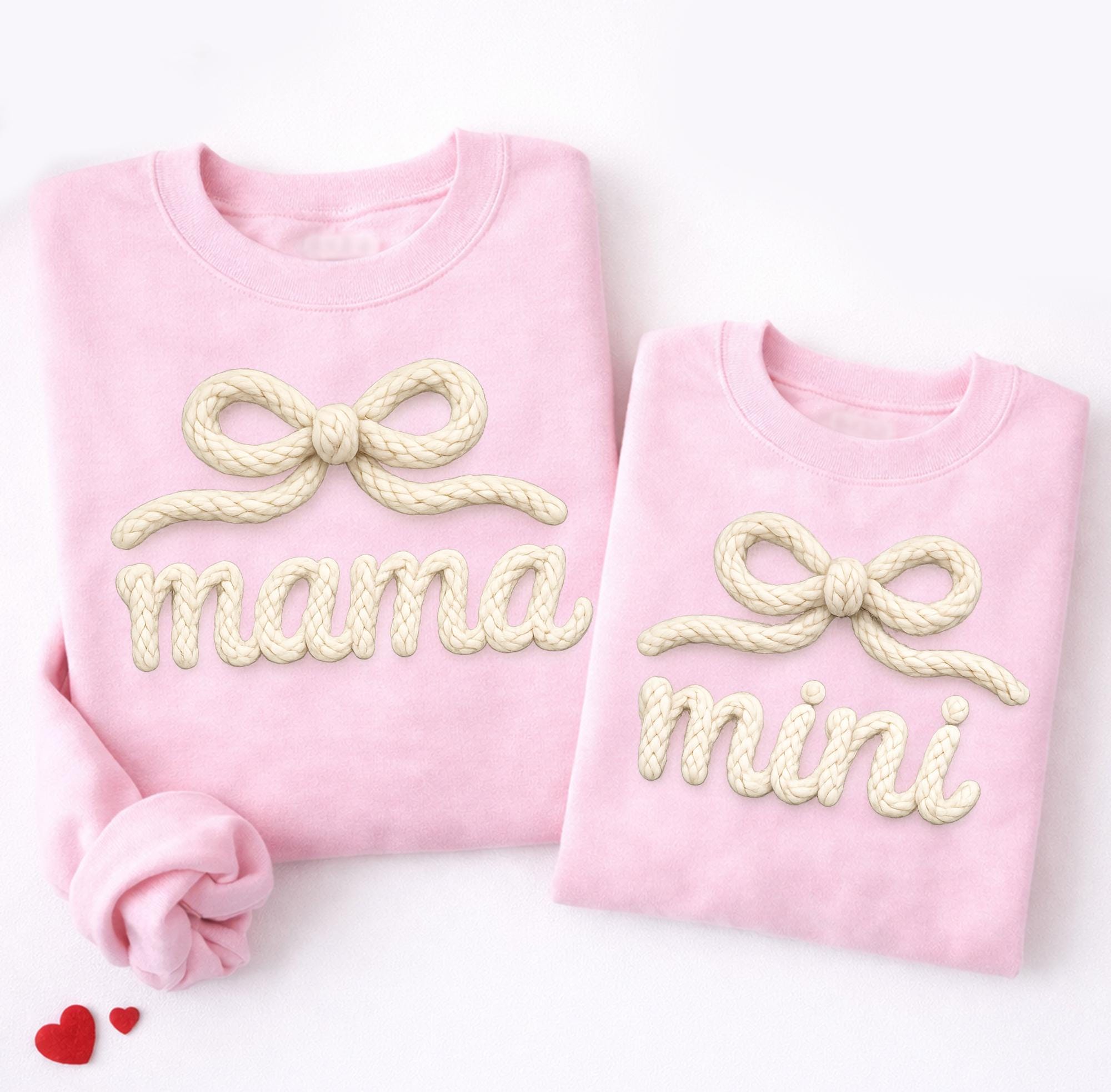 Mama and Mini Matching Sweatshirts, Mommy and Me Outfit, Knit Puff Letter Design, Mother Daughter Matching Set, Gift for Mom
