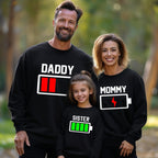 Matching Family Battery Sweatshirts: Daddy, Mommy, Kid Vacation Pullovers