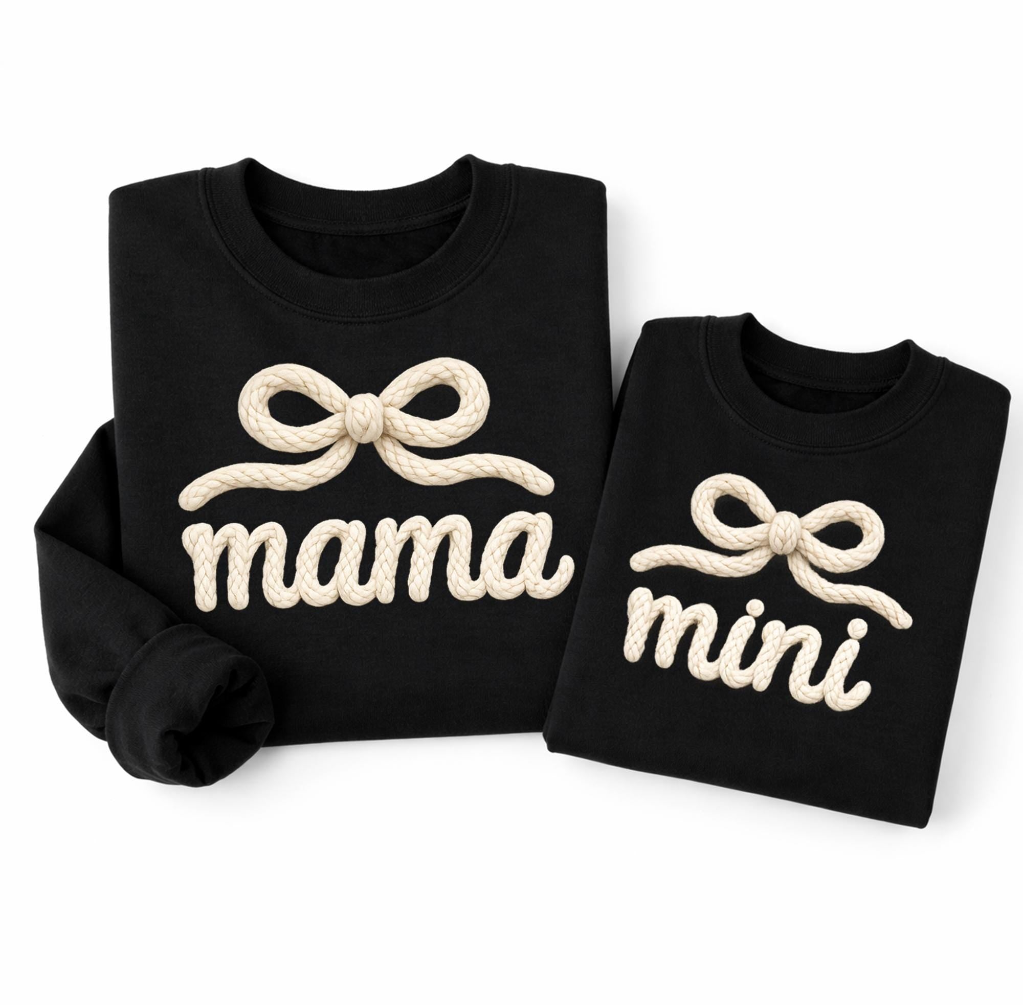 Mama and Mini Matching Sweatshirts, Mommy and Me Outfit, Knit Puff Letter Design, Mother Daughter Matching Set, Gift for Mom