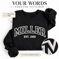 Custom Embroidered Sweatshirt, Personalized College Style Text Crewneck, Unisex Custom Name Hoodie or Sweatshirt Gift
