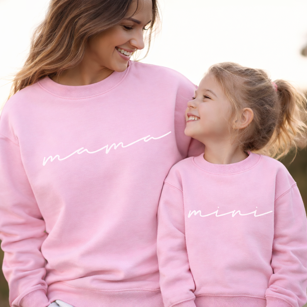 Papa Mama Mini Matching Sweatshirts Set, Family Matching Outfits, Mom Dad Baby Sweatshirt Gift