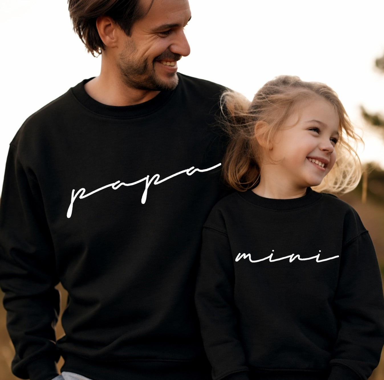 Papa Mama Mini Matching Sweatshirts Set, Family Matching Outfits, Mom Dad Baby Sweatshirt Gift