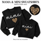 Mama and Mini Matching Sweatshirts with Leopard Heart Print