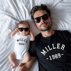 Custom Name & Year Dad Baby Matching Shirts
