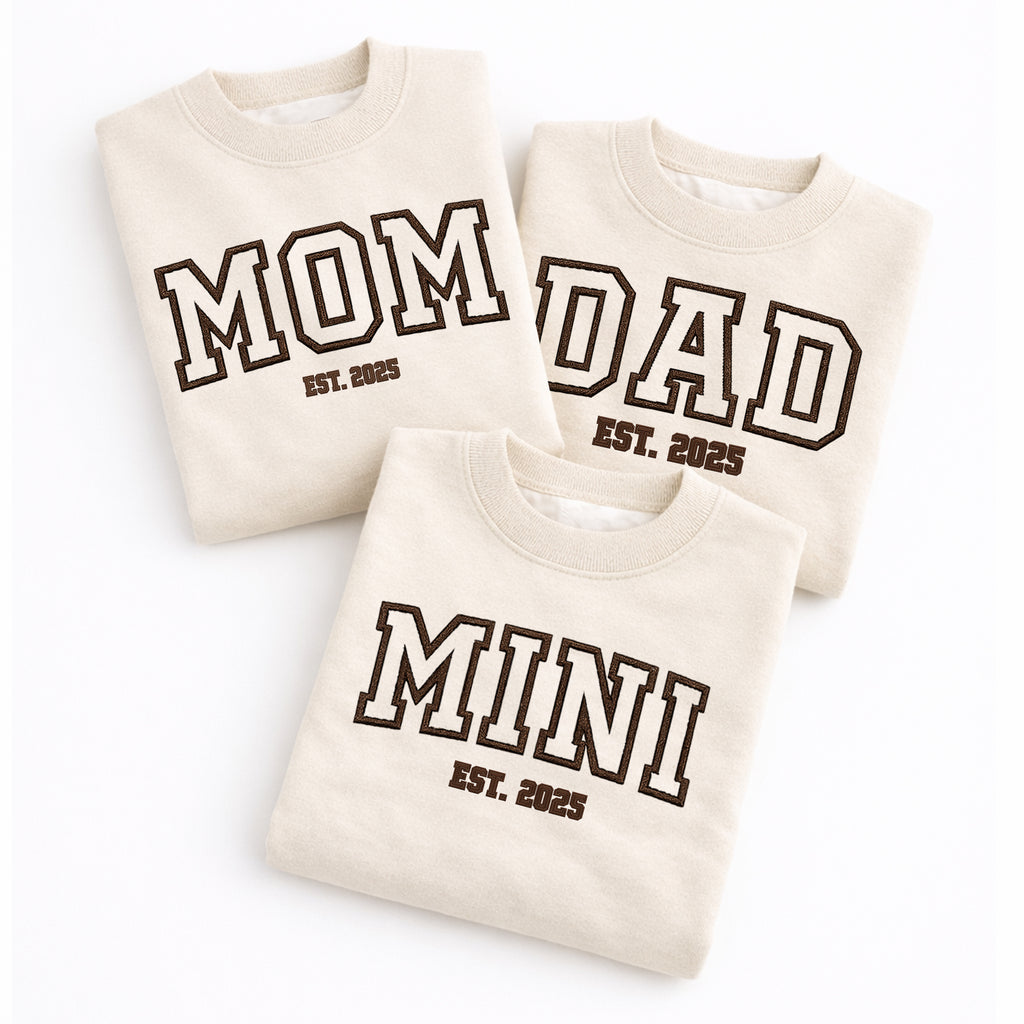 Mom Dad Mini Embroidered Shirts – Matching Family Set