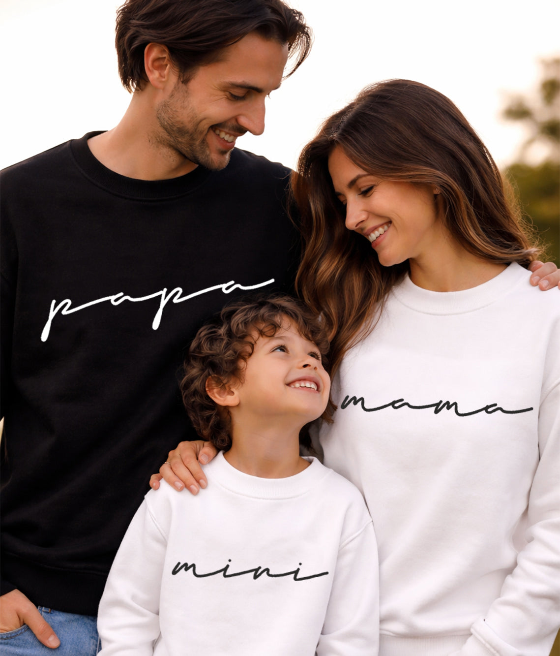 Papa Mama Mini Matching Sweatshirts Set, Family Matching Outfits, Mom Dad Baby Sweatshirt Gift
