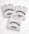 Custom Family Sweatshirts with Name and Year, Personalized Last Name Crewneck, Matching Family Shirts, Established Year Gift