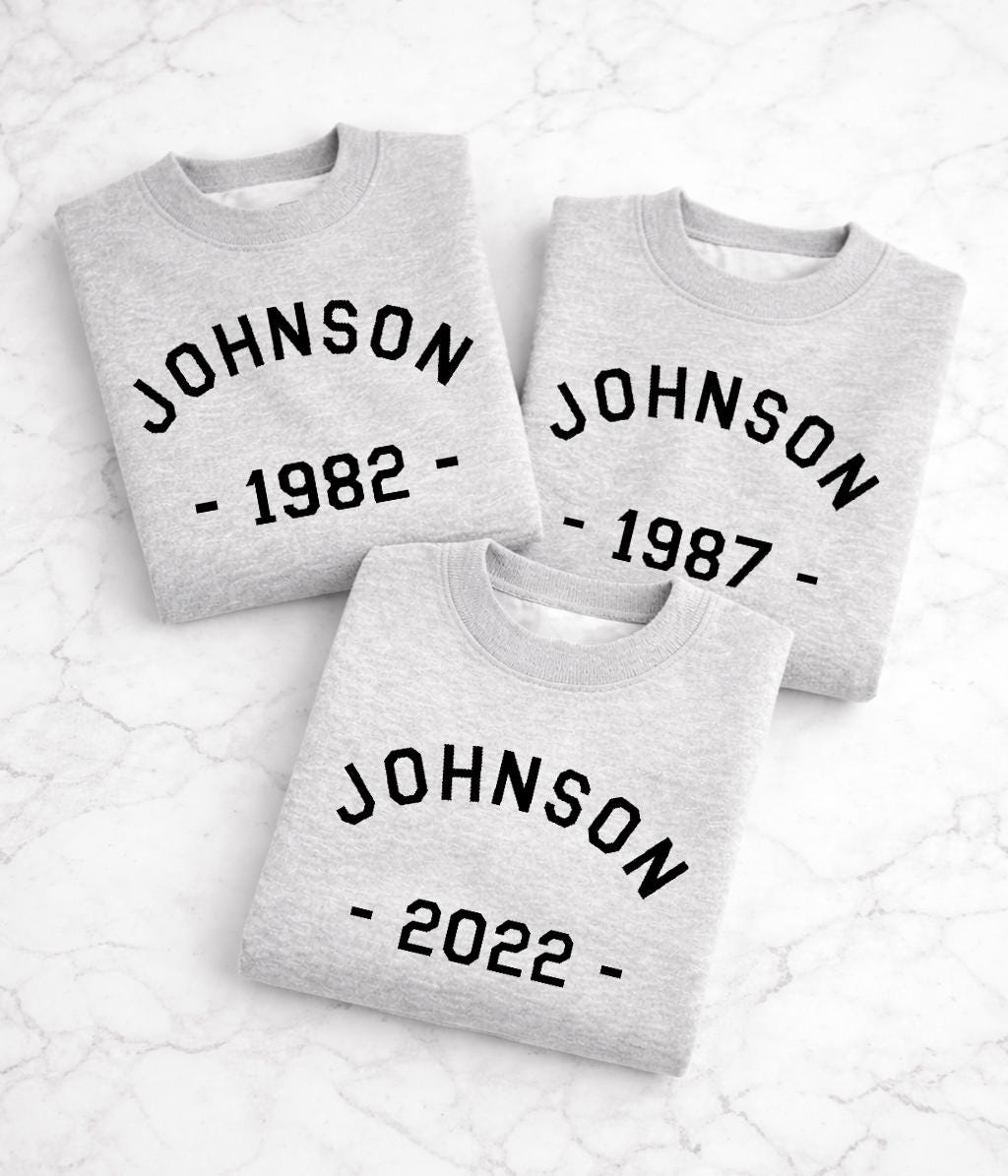Custom Family Sweatshirts with Name and Year, Personalized Last Name Crewneck, Matching Family Shirts, Established Year Gift