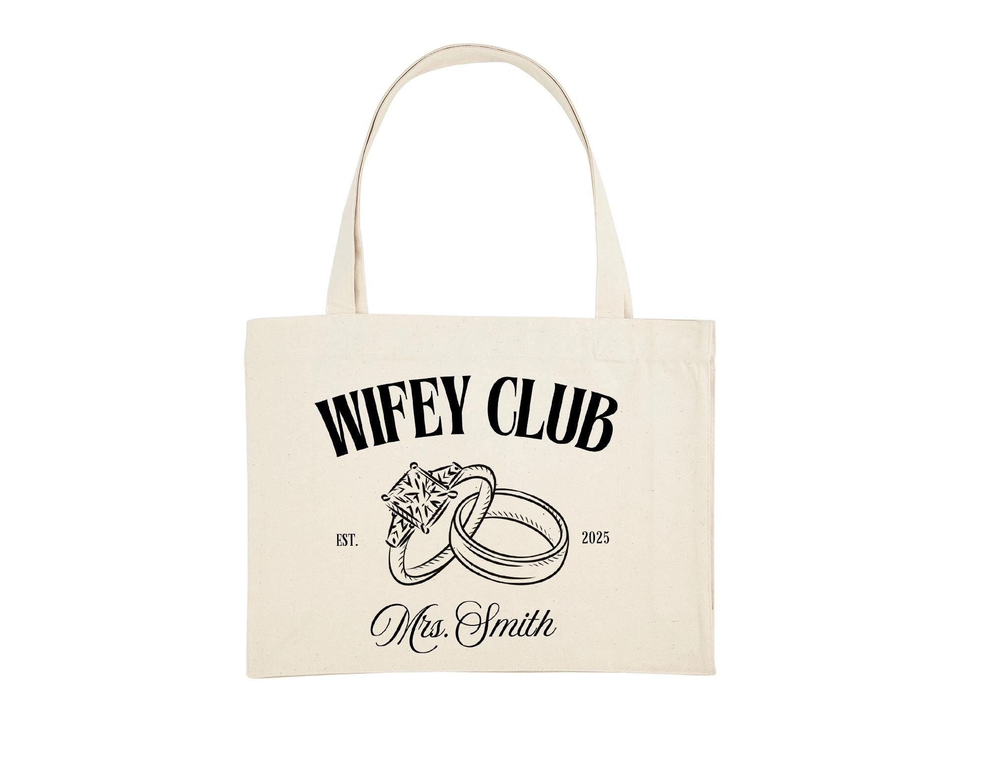 Wifey Club Custom Tote Bag, Wifey Gift, Mrs Tote Bag, Just Married Gift, Honeymoon Tote Bag, Newlywed Gift, New Wife Gift, Wedding Gift