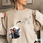 Couple Hoodie: Custom Portrait Outline, Personalized Sweatshirt, Custom T-shirt, Custom Outline Drawing Comfy Hoody, Memorial Gifts for Him