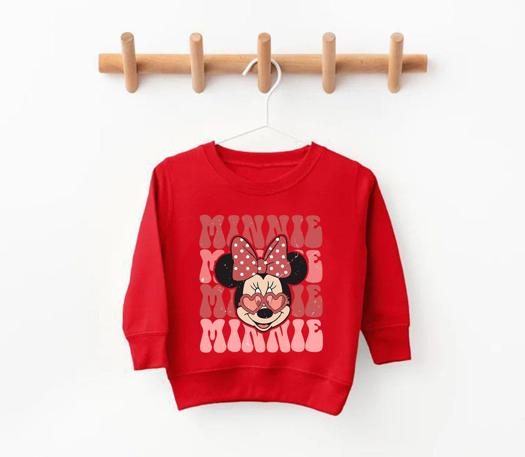 Disneyworld Valentines Kid Sweater, Minnie Sweater, Toddler Valentine, Valentine Sweater for Kids, alentine's Day Girls Toddler Sweatshirt