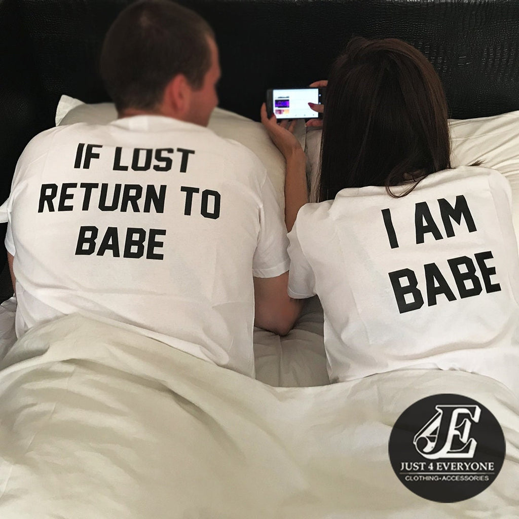 Matching Couple Shirts – If Lost Return to Babe Set