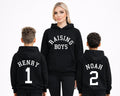 Raising Boys Hoodie, Mommy and Sons Matching Hoodies, Personalized Kids Hoodies with Name and Number, Mom and Boys Outfit