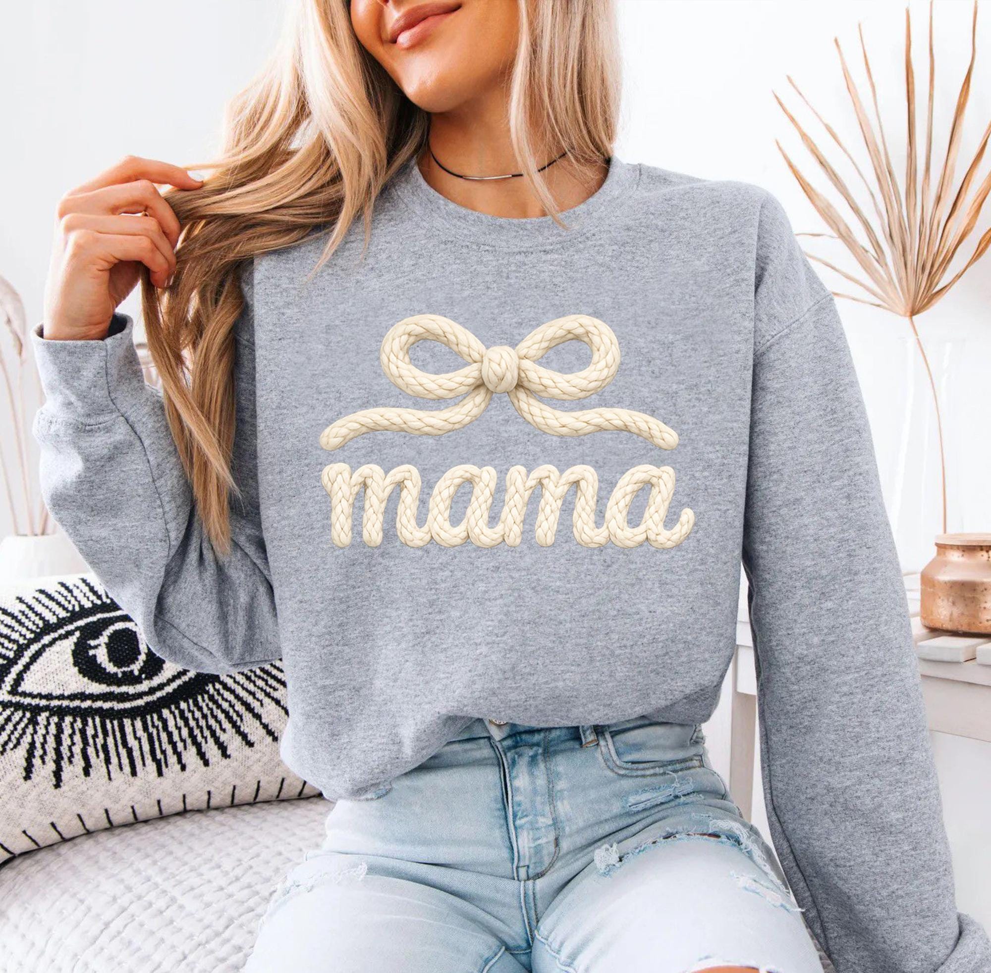 Mama and Mini Matching Sweatshirts, Mommy and Me Outfit, Knit Puff Letter Design, Mother Daughter Matching Set, Gift for Mom