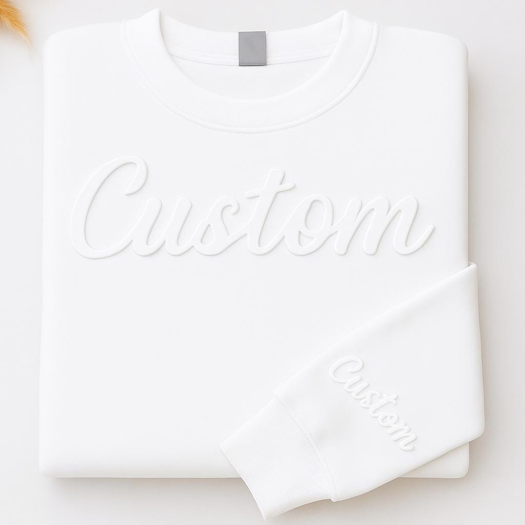 Custom Puff Embossed Sweatshirt, Custom 3D Raised Text Hoodie, Personalized Raised Text Hoodie, Trendy 3D Lettering, Custom Name Gift