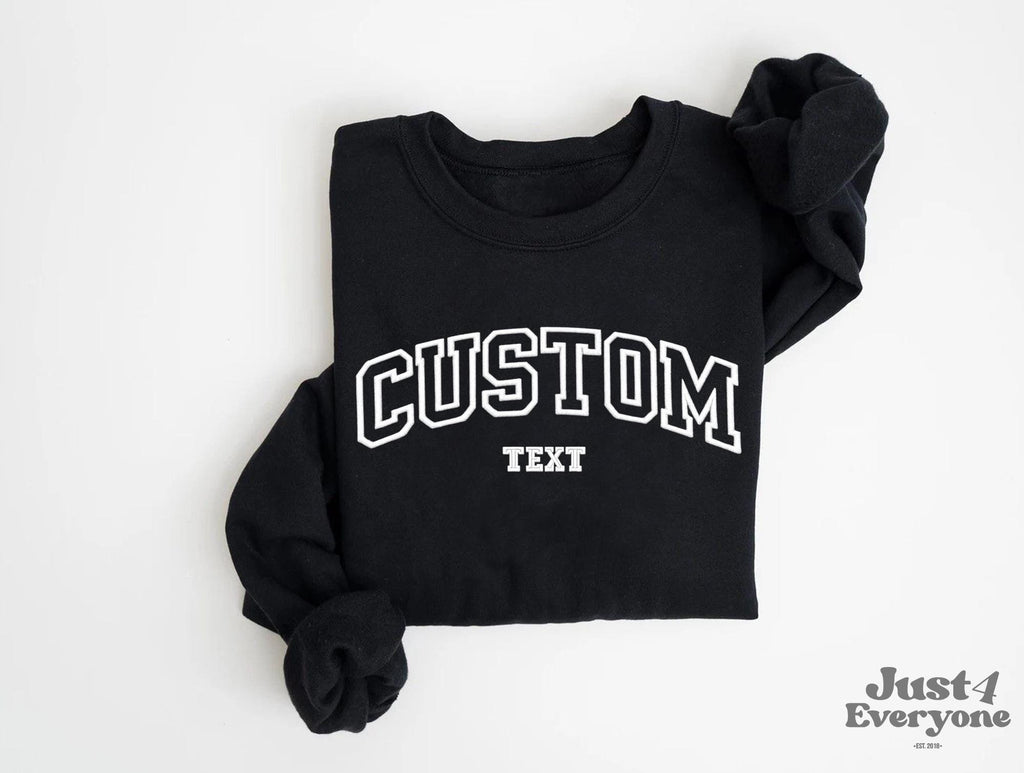 Custom Embroidered Sweatshirt, Personalized College Style Text Crewneck, Unisex Custom Name Hoodie or Sweatshirt Gift