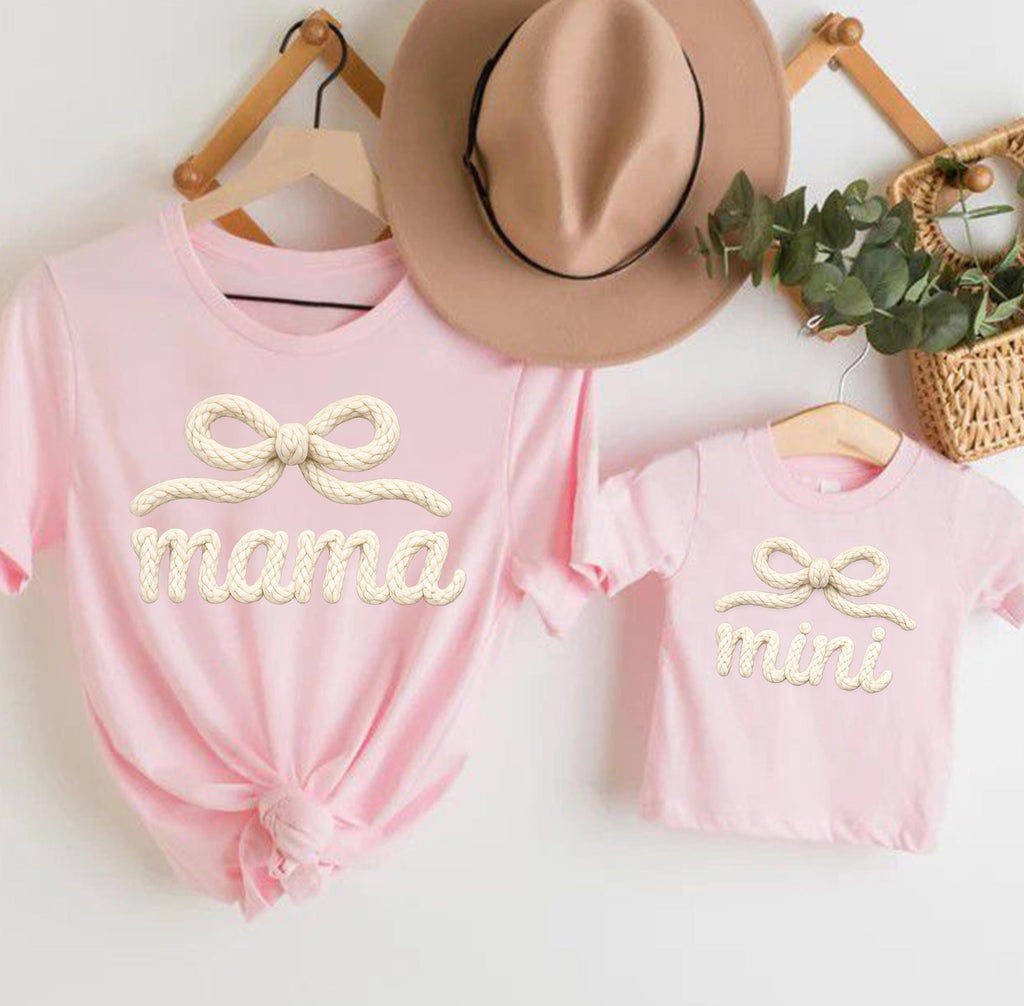 Mama and Mini Matching Sweatshirts, Mommy and Me Outfit, Knit Puff Letter Design, Mother Daughter Matching Set, Gift for Mom
