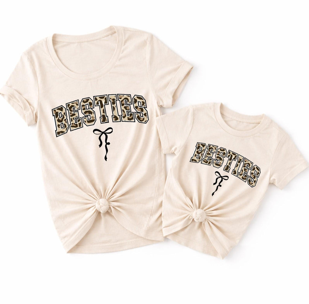 Besties Mama and Mini Matching Shirts, Leopard Mama Mini Outfit, Mommy and Me Shirts, Matching Mom Daughter Set